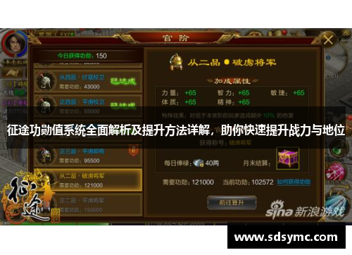 征途功勋值系统全面解析及提升方法详解，助你快速提升战力与地位
